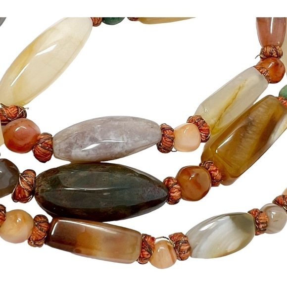 Vintage Beautiful Polished Natural Multi Gemstone Necklace 52" - Picture 12 of 16